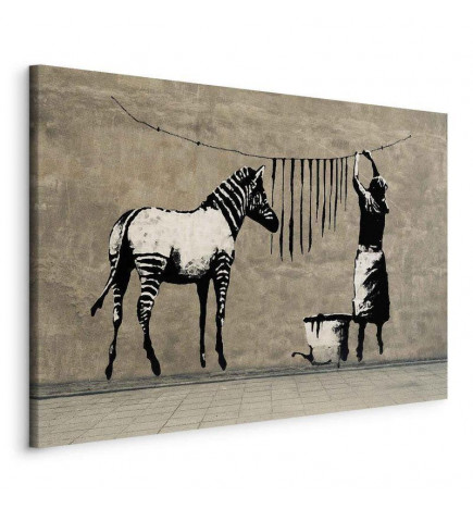 Quadro - Banksy: Washing Zebra on Concrete (1 Part) Wide