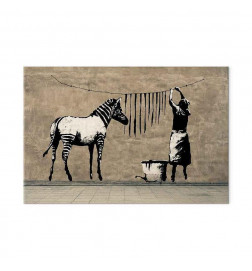 Quadro - Banksy: Washing Zebra on Concrete (1 Part) Wide