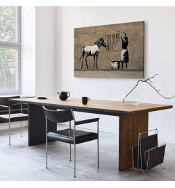 Glezna - Banksy: Washing Zebra on Concrete (1 Part) Wide