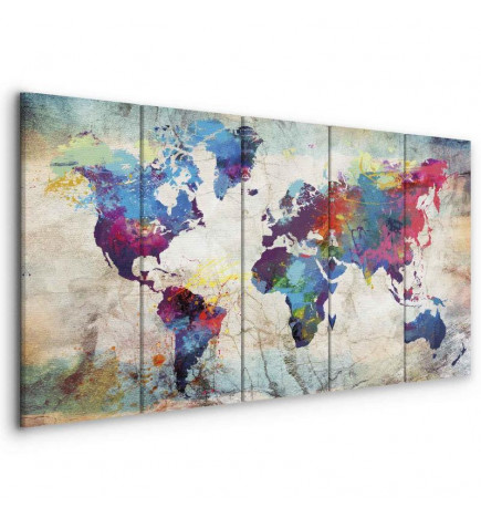 Quadro - World Map: Cracked Wall