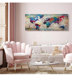 Quadro - World Map: Cracked Wall