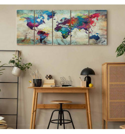 Canvas Print - World Map: Cracked Wall