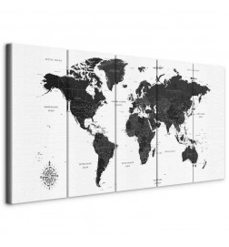 Tablou - Black and White Map (5 Parts) Narrow