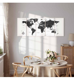 Tablou - Black and White Map (5 Parts) Narrow
