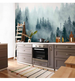 Mural de parede - Mountain Forest (Dark Green)