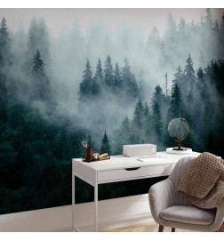 Foto tapete - Mountain Forest (Dark Green)