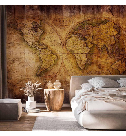 Fotobehang - World on old map