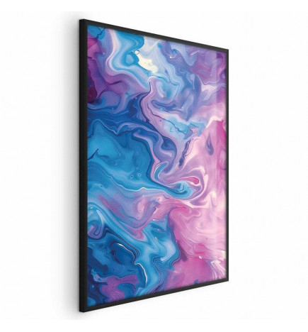 Plakat - Night Flows - abstract waves in shades of blue and purple