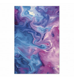 Juliste - Night Flows - abstract waves in shades of blue and purple