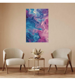 Poster - Night Flows - abstract waves in shades of blue and purple