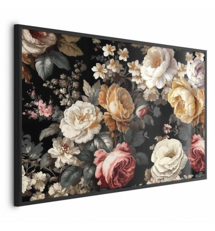 Poster - Colorful Flowers on a Black Background