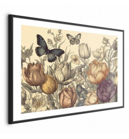 Poster - Colorful Tulips on a Cream Background
