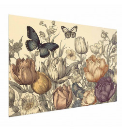 Plakat - Colorful Tulips on a Cream Background