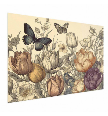 Poster - Colorful Tulips on a Cream Background