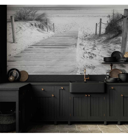 Fotobehang - On the beach - black and white