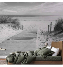 Fotobehang - On the beach - black and white