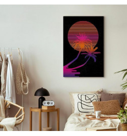 Schilderij - Palm at Sunrise (1 Part) Vertical