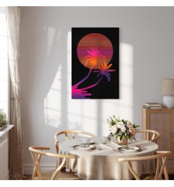 Schilderij - Palm at Sunrise (1 Part) Vertical