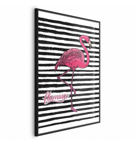 Juliste - Black Stripes and Flamingo