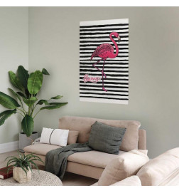 Plakāts - Black Stripes and Flamingo