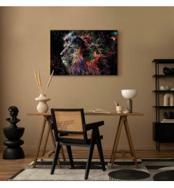 Schilderij - Crazy Lion (1 Part) Wide
