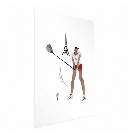 Plakat - Illustration of a Female Golfer with the Eiffel Tower in the Background