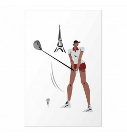 Plakāts - Illustration of a Female Golfer with the Eiffel Tower in the Background