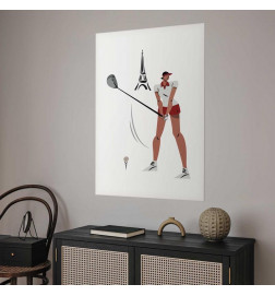 Plakat - Illustration of a Female Golfer with the Eiffel Tower in the Background