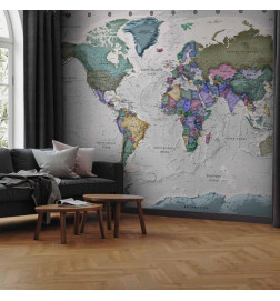 Fototapet - Geography study - world map with signed countries in English