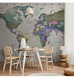 Papier peint - Geography study - world map with signed countries in English