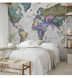 Fototapete - Geography study - world map with signed countries in English