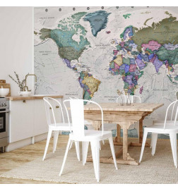 Fototapeta - Geography study - world map with signed countries in English