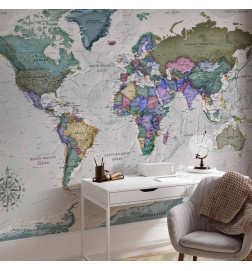 Wall Mural - Geography study - world map with signed countries in English