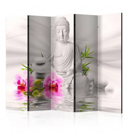 5-teiliges Paravent - Buddha and Orchids II [Room Dividers]