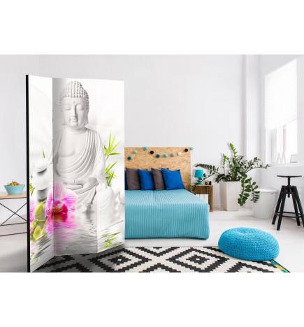 3-teiliges Paravent - Buddha and Orchids [Room Dividers]