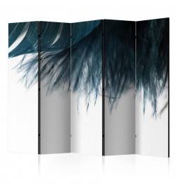 5-teiliges Paravent - Dark Blue Feather II [Room Dividers]