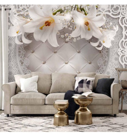 Fototapeet - Lilies and Quilted Background