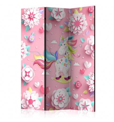 3-teiliges Paravent - Unicorn on Flowerbed [Room Dividers]