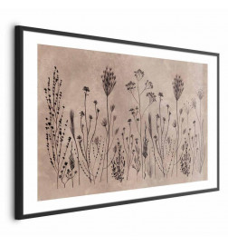 Juliste - Field Flowers - black plants on a lime wash background