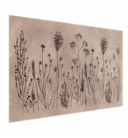 Poster - Field Flowers - black plants on a lime wash background