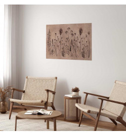 Plakatas - Field Flowers - black plants on a lime wash background