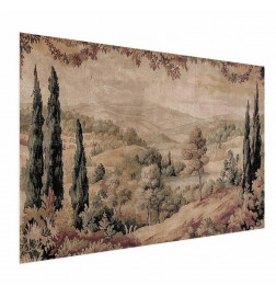 Plakat - Mediterranean Landscape - Old Tapestry with a Hill and Lake