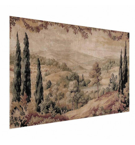 Poster - Mediterranean Landscape - Old Tapestry with a Hill and Lake