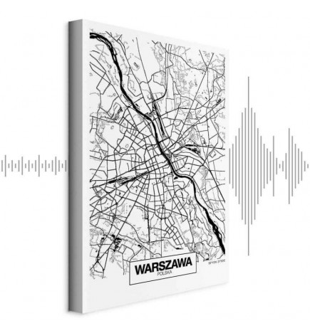 Schilderij - City Plan: Warszawa (1 Part) Vertical