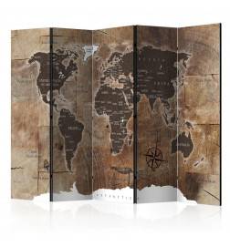 5-teiliges Paravent - Room divider – Map on the wood