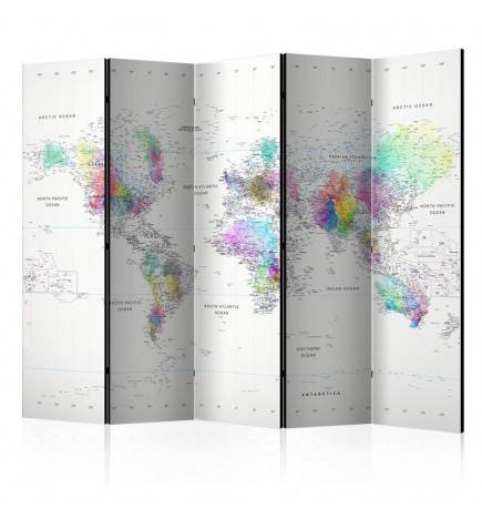 Biombo - Room divider – White-colorful world map