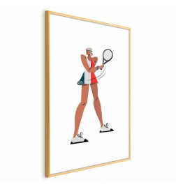 Plakāts - Tennis Player with a Racket on a White Background - Illustration