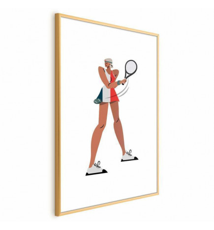 Plakatas - Tennis Player with a Racket on a White Background - Illustration