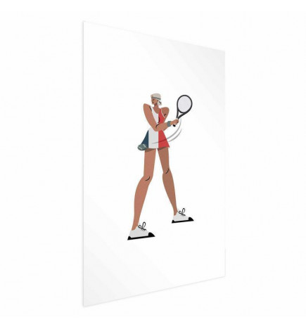 Plakāts - Tennis Player with a Racket on a White Background - Illustration