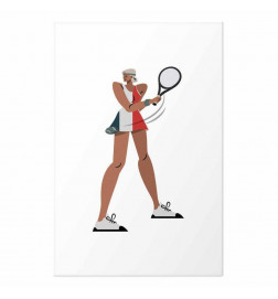 Plakāts - Tennis Player with a Racket on a White Background - Illustration